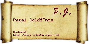 Patai Jolánta névjegykártya
